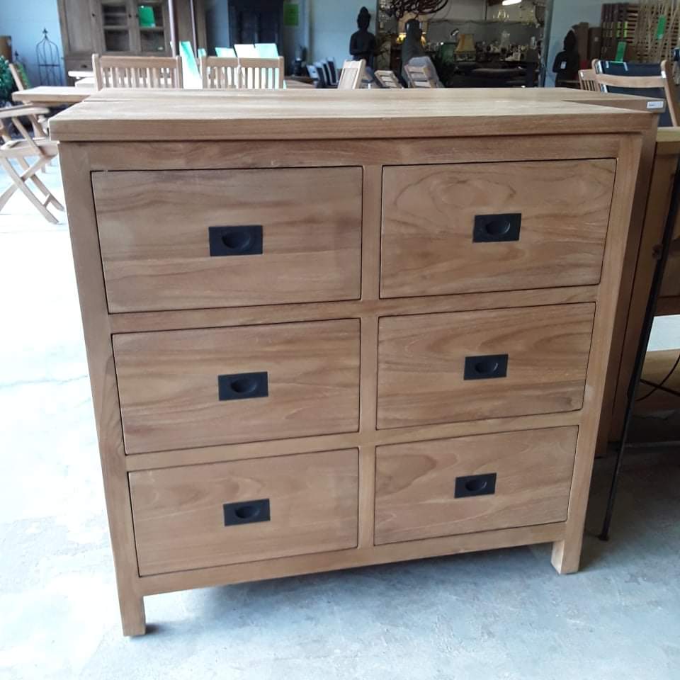 <p>Commode 6 tiroirs Teck<br />205INC 90 x 38 x H 90 Cm<br />579,00 € T.T.C<br /><a href="/Article/4129?type=neuf" style="color:white;" target="_blank">Lien vers l&#39;article</a></p>